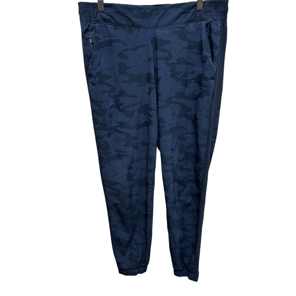 Athleta women’s Brooklyn textured jogger pants blue camo size 14 athleisure